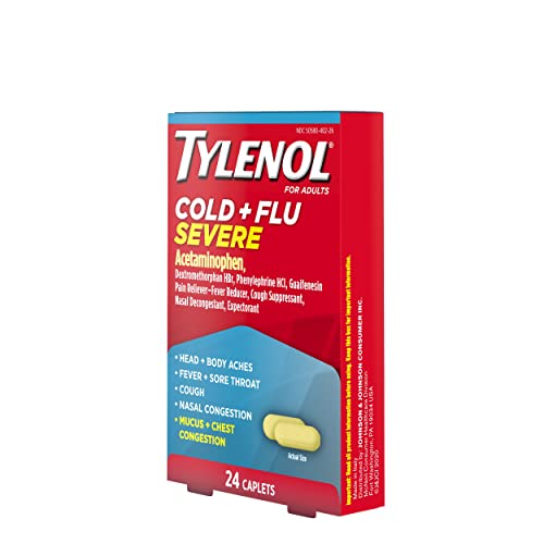 Tylenol Cold + Flu Severe Medicine Caplets for Fever, Pain, Cough & Congestion, 24 ct.