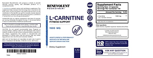 Premium L-Carnitine Tartrate Supplement - 1500mg - Utilize Fat for Energy with Tartrate, Lean Muscle Gain, Boost Natural Energy, Support Metabolism & Fatigue - 120 Non-GMO Pure L Carnitine Capsules