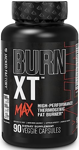 Jacked Factory Burn-XT Max - High-Performance Thermogenic Fat Burner & Appetite Suppressant for Men & Women w/PurCaf Organic Caffeine, MitoBurn, Green Tea, Acetyl L Carnitine & More - 90 Capsules