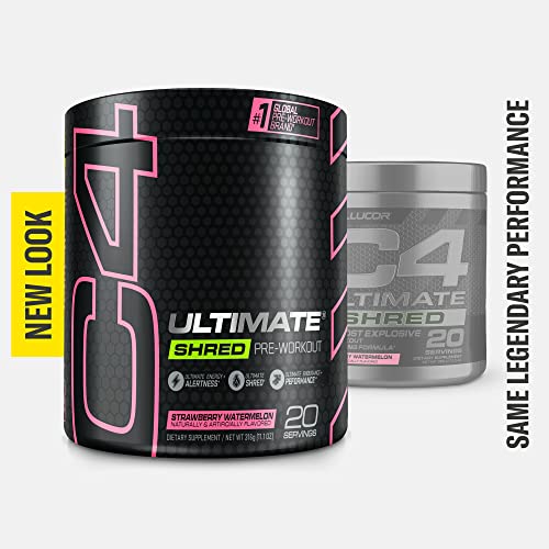 Cellucor C4 Ultimate Shred Pre Workout Powder for Men & Women, Weight Loss Supplement with Ginger Root Extract, Strawberry Watermelon, 20 Servings (Pack of 1)