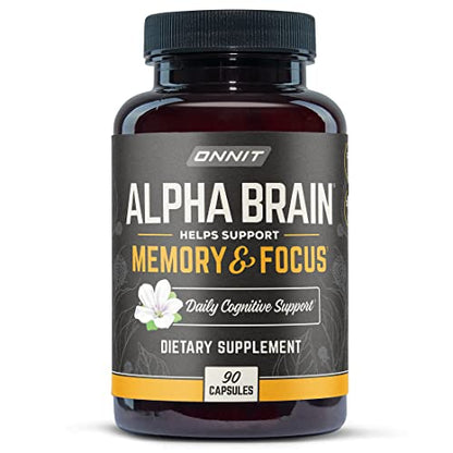 Onnit Alpha Brain Premium Nootropic Brain Supplement, 90 Count, for Men & Women - Caffeine-Free Focus Capsules for Concentration, Brain & Memory Support - Brain Booster Cat's Claw, Bacopa, Oat Straw