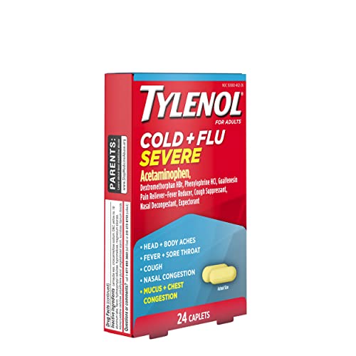 Tylenol Cold + Flu Severe Medicine Caplets for Fever, Pain, Cough & Congestion, 24 ct.