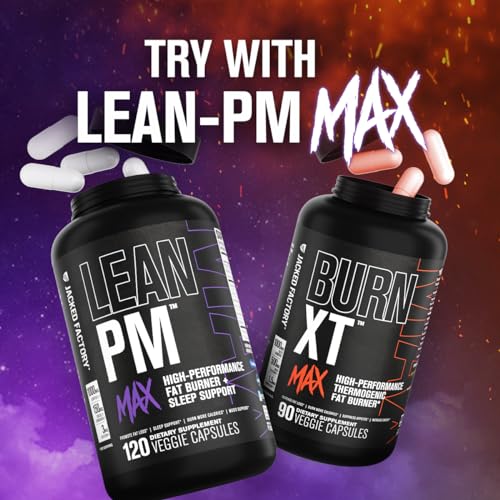 Jacked Factory Burn-XT Max - High-Performance Thermogenic Fat Burner & Appetite Suppressant for Men & Women w/PurCaf Organic Caffeine, MitoBurn, Green Tea, Acetyl L Carnitine & More - 90 Capsules