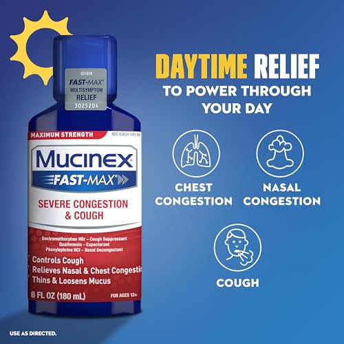 Mucinex Fast-Max & NightShift Combo Pack - Max Strength Cough & Cold Medicines For Mucus Relief, Chest Congestion, Nasal Congestion, Sinus Congestion, Sinus Pressure, Cough Symptom Relief (2x 6 FL OZ)