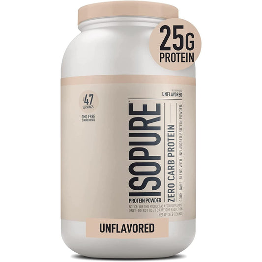 Isopure Unflavored Protein, 25g Whey Isolate, with Vitamin C & Zinc for Immune Support, Zero Carb & Keto Friendly, 3 Pounds (Packaging May Vary)