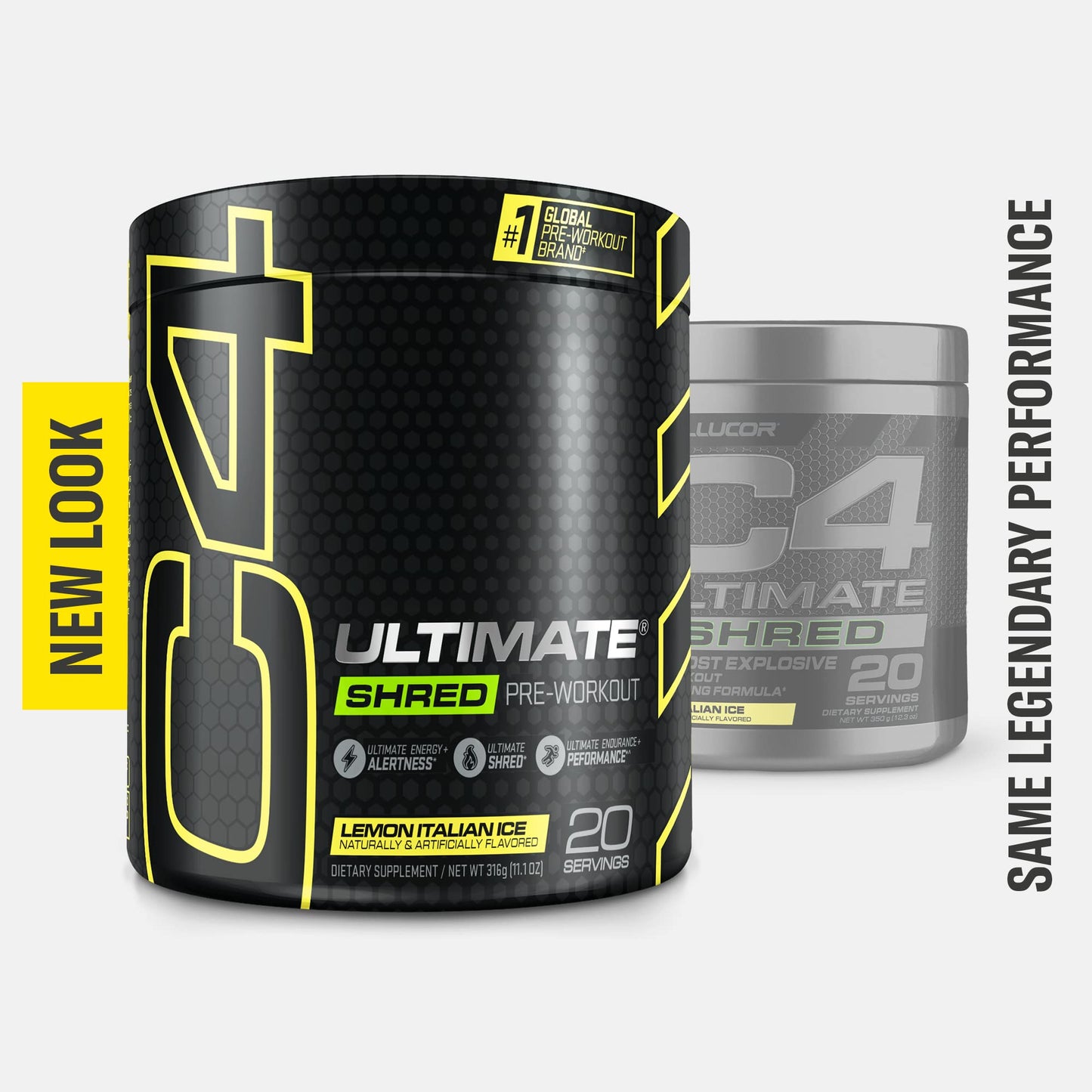 Cellucor C4 Ultimate Shred Pre Workout Powder for Men & Women, Metabolism Supplement with Ginger Root Extract, Lemon Italian Ice, 20 Servings (Pack of 1)