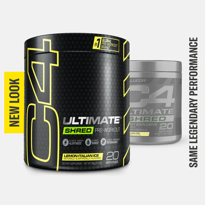 Cellucor C4 Ultimate Shred Pre Workout Powder for Men & Women, Metabolism Supplement with Ginger Root Extract, Lemon Italian Ice, 20 Servings (Pack of 1)