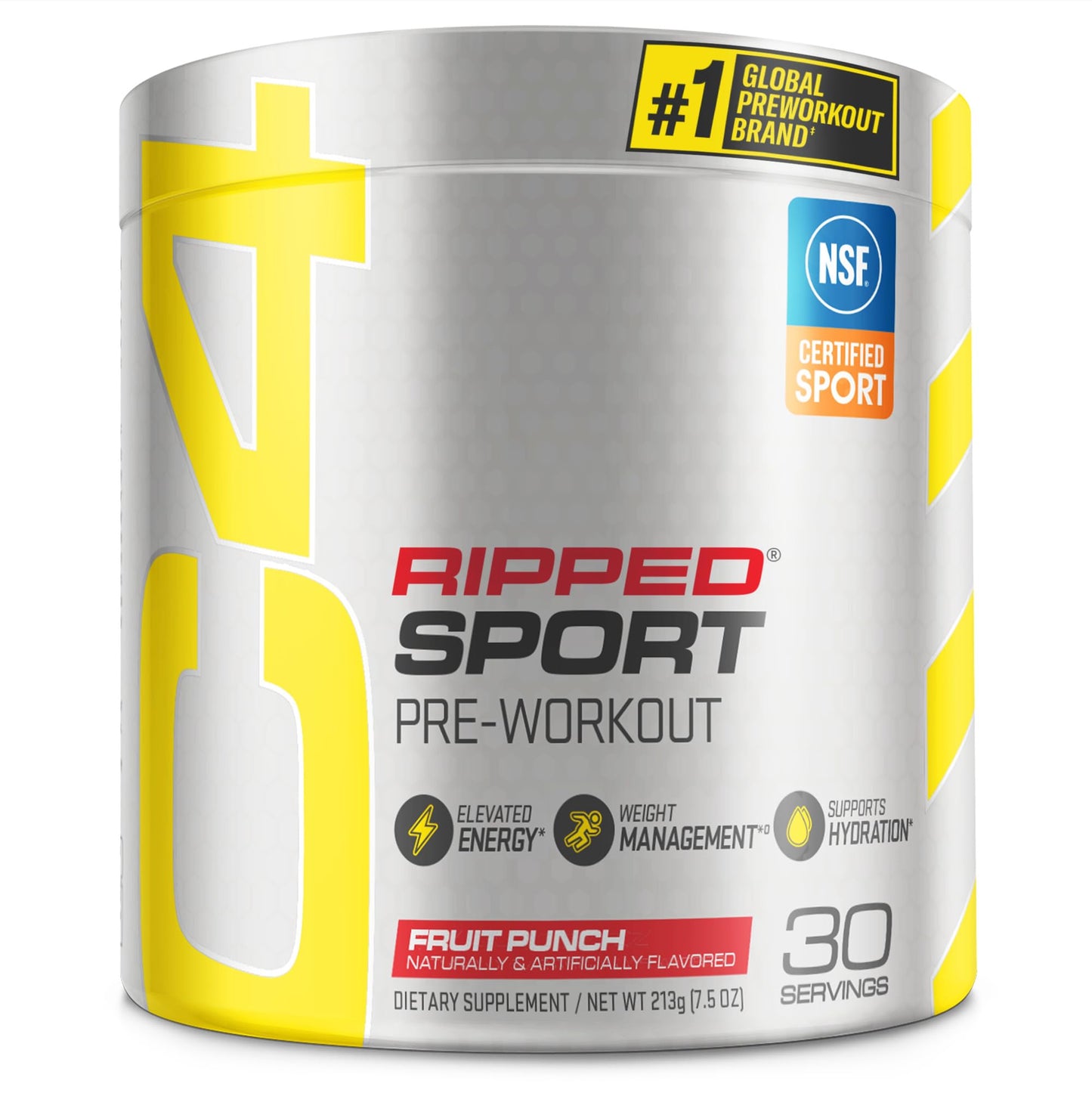 C4 Ripped Sport Pre Workout Powder Fruit Punch - NSF Certified for Sport + Sugar Free Preworkout Energy Supplement for Men & Women | 135mg Caffeine | 30 Servings