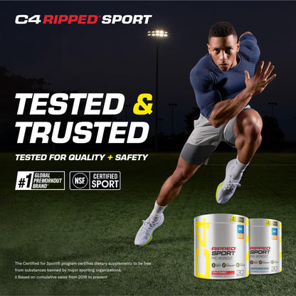 C4 Ripped Sport Pre Workout Powder Fruit Punch - NSF Certified for Sport + Sugar Free Preworkout Energy Supplement for Men & Women | 135mg Caffeine | 30 Servings