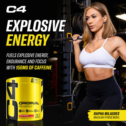 Cellucor C4 Original Pre Workout Powder Fruit Punch | Vitamin C for Immune Support | Sugar Free Preworkout Energy for Men & Women | 150mg Caffeine + Beta Alanine + Creatine | 30 Servings