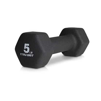 TG TRU GRIT Neoprene Coated Hex Shaped Dumbbell Hand Weight for Home Gym Exercise Sizes 2, 3, 5, 6, 8, 10, 15 LB (Pair, 5LB)