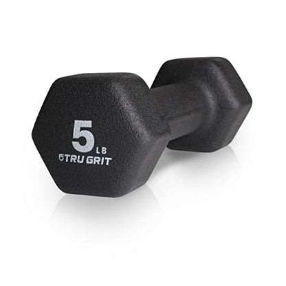 TG TRU GRIT Neoprene Coated Hex Shaped Dumbbell Hand Weight for Home Gym Exercise Sizes 2, 3, 5, 6, 8, 10, 15 LB (Pair, 5LB)