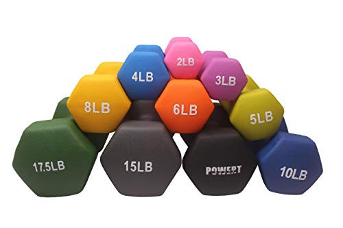 POWERT HEX Neoprene Dumbbell |Coated Colorful Hand Weights in Pair (E-6 lbs)