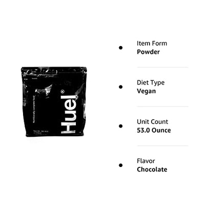 Huel Black Edition - Nutritionally Complete 100% Vegan Gluten-Free - Less Carbs More Protein - Powdered Meal (Chocolate, 1 Bag)