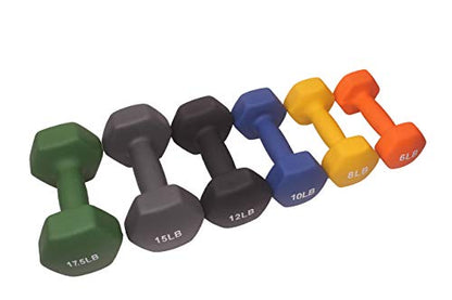 POWERT HEX Neoprene Dumbbell |Coated Colorful Hand Weights in Pair (E-6 lbs)