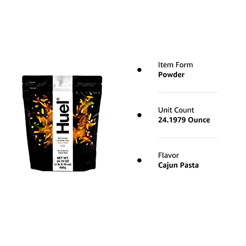 Huel Hot and Savory Instant Meal Replacement - Cajun Pasta - 14 Scoops Packed with 100% Nutritionally Complete Food, Including 25g of Protein, 6g of Fiber, and 27 Vitamins and Minerals with LastFuel scoop