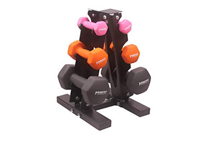 POWERT HEX Neoprene Dumbbell |Coated Colorful Hand Weights in Pair (E-6 lbs)