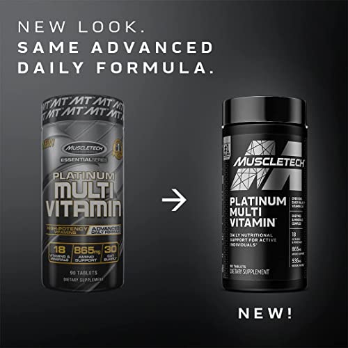 MuscleTech Platinum Multivitamin for Immune Support | 18 Vitamins & Minerals | Vitamins A C D E B6 B12 | Daily Workout Supplements for Men | 90 ct