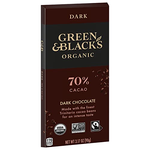 Green & Black's Organic Dark Chocolate Bar, 70% Cacao, 10 - 3.17 oz Bars