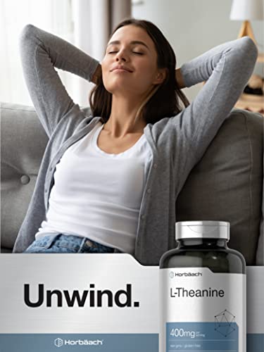 L-Theanine 400mg | 400 Capsules | High Potency Supplement | Non-GMO & Gluten Free | by Horbaach