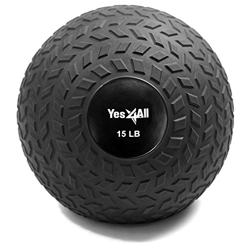 Yes4All 15 lbs Slam Ball for Strength Workout – Slam Medicine Ball (15 lbs, Black)