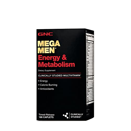 GNC Mega Men Energy and Metabolism Multivitamin for Men | for Increased Energy, Metabolism, Antioxidants, and Calorie Burning | 180 Caplets