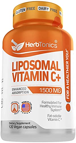 Liposomal Vitamin C Capsules 1500mg Immune Support Supplement | Immune System Health | High Absorption Vitamin C | Contains Collagen | 120 Vegan Capsules Non-GMO