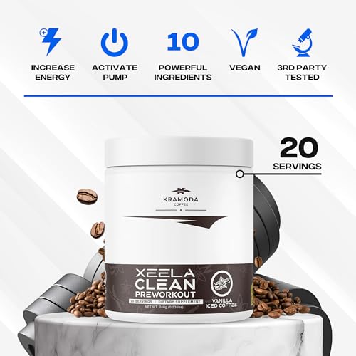 XEELA Pre Workout - Clean & Tested - Jitter Free, Safe, and Natural - Increase Thermogenic Energy, Focus, and Endurance w/Creatine, Organic Caffeine, and Plant Based Citrulline (Vanilla Iced Coffee)