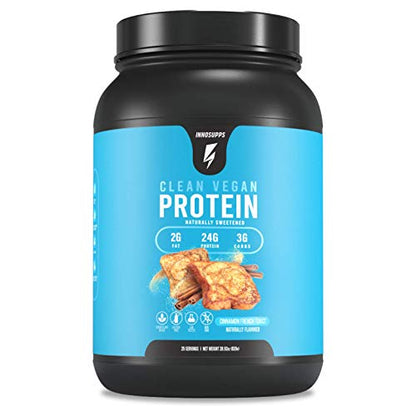 InnoSupps Clean Vegan Protein - Plant Based, Vegan, Natural, No Artificial Sweeteners, No Gluten, No Dairy. Lactose Free, Low Carbs, Low Fat, No Sugar Added, Soy Free, Non-GMO (Cinnamon French Toast)