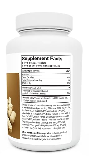 Dr. Berg Nutritional Yeast Tablets – Natural B12 Added - All 8 B Vitamin Complex – Organic Vanilla Flavor - 270 Vegan Tablets Dietary Supplements