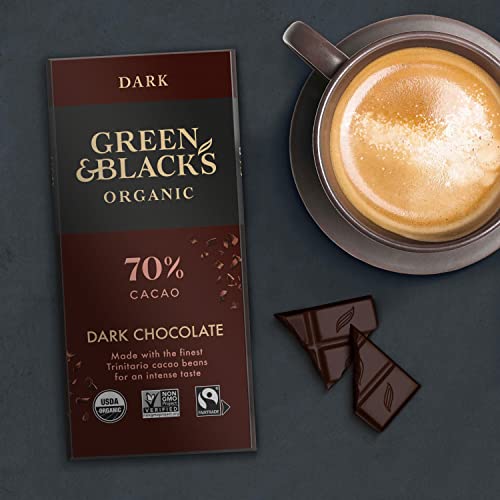 Green & Black's Organic Dark Chocolate Bar, 70% Cacao, 10 - 3.17 oz Bars