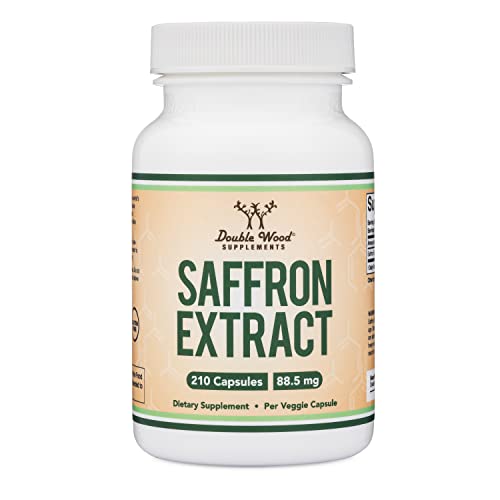 Saffron Supplement for Focus - Saffron Extract 88.5mg Vegan Capsules (210 Count) Minor Appetite Suppressant for Healthy Weight Management (Supports Eye, Retina, and Lens Health) by Double Wood