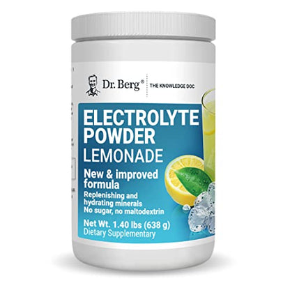 Dr. Berg's Electrolyte Powder 100 Servings Bundle - Raspberry Lemon & Lemonade Flavors - Hydration Drink Mix Supplement