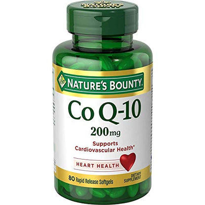 Nature's Bounty CoQ10 200 mg Softgels, Heart Health & Cellular Energy Support, Twin Pack, 160 Rapid Release Softgels