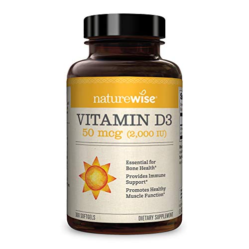 NatureWise Vitamin D3 2000iu (50 mcg) Healthy Muscle Function, and Immune Support, Non-GMO, Gluten Free in Cold-Pressed Olive Oil, Packaging Vary ( Mini Softgel), 360 Count(Pack of 1)