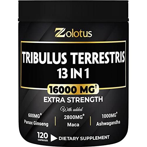 13in1 Tribulus Terrestris Capsules - 16000mg Per Serving with Maca, Horny Goat Weed, Panax Ginseng, Saw Palmetto, Tongkat Ali, Shilajit & More - Energy, Stamina Supplement for Men & Women - 120 Counts