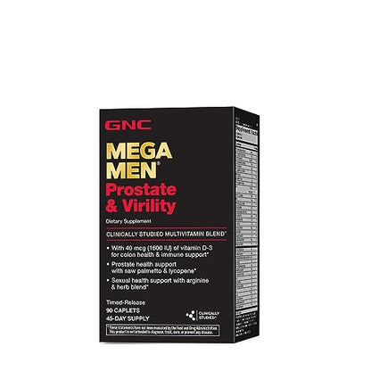 GNC Mega Men Prostate and Virility | Supports Optimal Sexual Health and Prostate Health | 90 Caplets