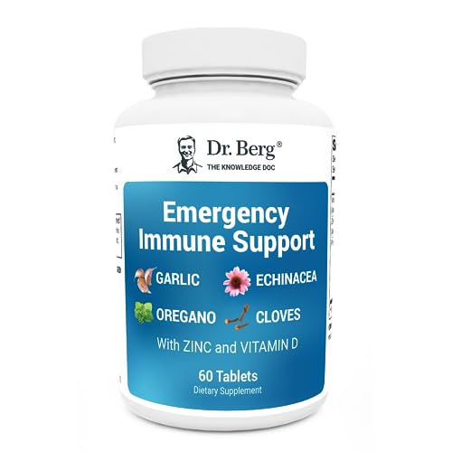 Dr. Berg Emergency Immune Support w/Echinacea - Potent Blend of Herbal Extracts (Warning: Strong Herbal Smells) - Immune Support Supplement Includes 2,000 IUs of Vitamin D & 10mg of Zinc - 60 Tablets