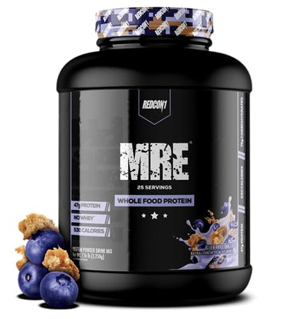 REDCON1 MRE Meal Replacement Supplement, Blueberry Cobbler - Whole Food Protein + Carbohydrate Blend with No Whey for Post Workout Fuel - Natural Protein Powder with MCT Oil + Amino Acids (7 lbs)