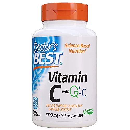 Doctor's Best Vitamin C with QualiC 1000 mg NonGMO Vegan Gluten Free Soy Free Sourced from Scotland Veggie Caps, 120 Count