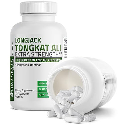 Bronson Longjack Tongkat Ali 1200mg Extra Strength 1200mg Per Serving, Supports Energy, Non-GMO,Capsule