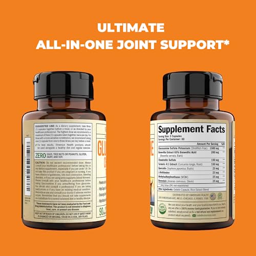 Glucosamine Chondroitin MSM Turmeric Boswellia - Joint Support Supplement. Antioxidant Properties. Helps with Inflammatory Response. Occasional Discomfort Relief for Back, Knees & Hands. 90 Capsules