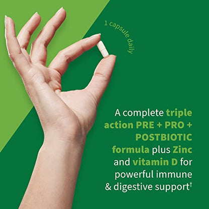 Garden of Life Dr Formulated Probiotics Immune Support, Complete with Prebiotics, Postbiotics, D3 & Zinc for Gut and Digestive Health - Organic Vegan Prebiotic Fiber for Women and Men - 30 Day Supply