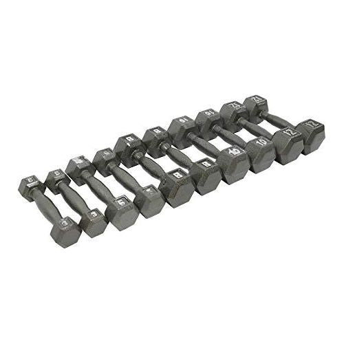 Ader Hex Cast Iron Grey Dumbbell Set (3, 5, 8, 10, 12, 15, 20, 25+ Vertical Rack)