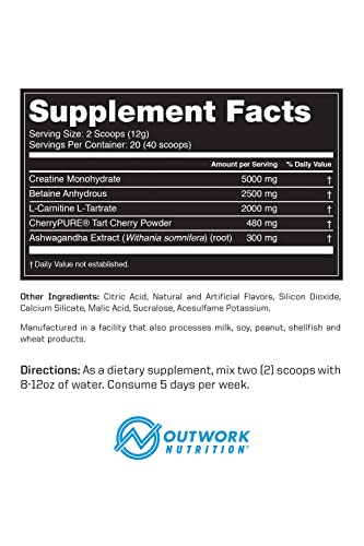 Outwork Nutrition Recovery Supplement - Post Workout Recovery Drink & Muscle Builder - Backed by Science (240 Grams) (Orange Sherbet, 8.46)