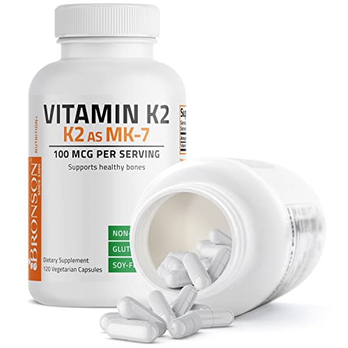 Bronson Vitamin K2 as MK-7 Menaquinone 100 mcg Non-GMO, 120 Capsules