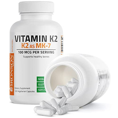 Bronson Vitamin K2 as MK-7 Menaquinone 100 mcg Non-GMO, 120 Capsules