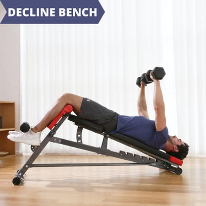 Finer Form Multi-Functional FID Weight Bench for Full All-in-One Body Workout – Hyper Back Extension, Roman Chair, Adjustable Sit up Bench, Incline, Flat & Decline Bench. Perfect with adjustable dumbbell set, barbell weight set or bench press