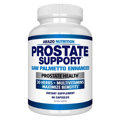 Arazo Nutrition Prostate Supplement - Saw Palmetto + 30 Herbs - Reduce Frequent Urination, Reduce Hair Loss, Support Stamina – Single Homeopathic Herbal Extract Health Supplements - Capsule or Pill