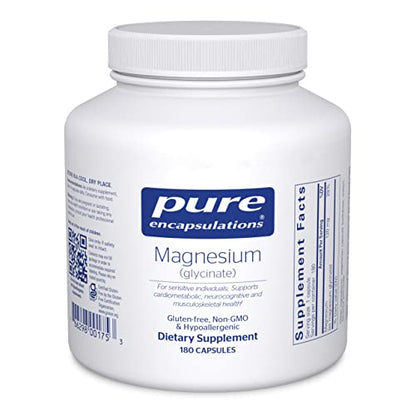 Pure Encapsulations Magnesium (Glycinate) - Supplement to Support Stress Relief, Sleep, Heart Health, Nerves, Muscles, and Metabolism* - with Magnesium Glycinate - 180 Capsules